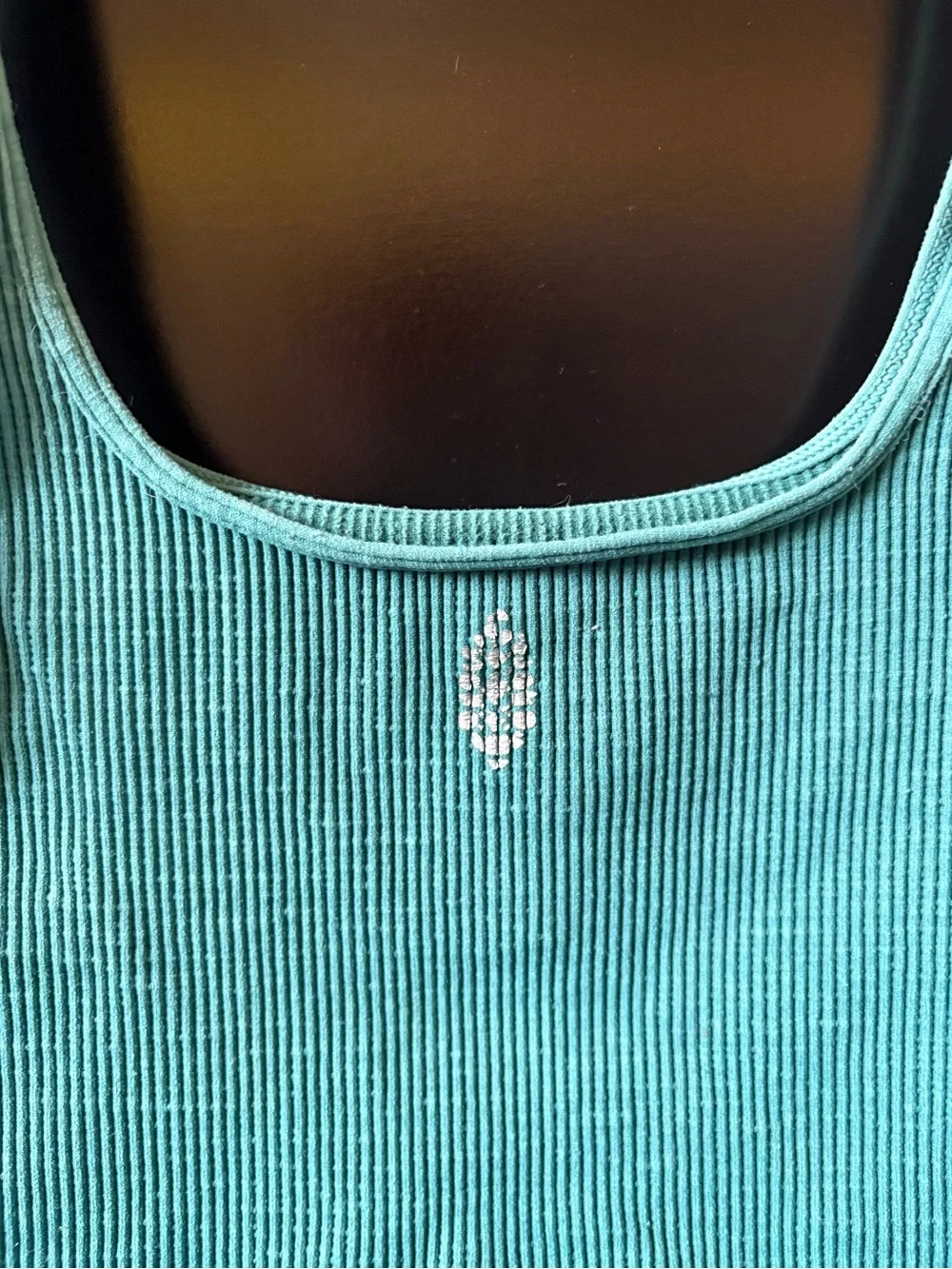 Free People Teal Ribbed Scoop Cropped Tank